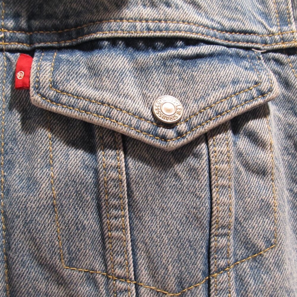 Levis Women's Original Trucker Jacket Denim Sherpa Lining Shine Theory LargeNWT - Picture 3 of 7